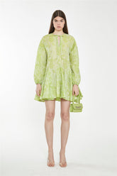 Lime Organza Jacquard Oversized Mini-Dress