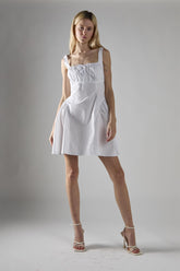 White Square Neckline Mini-Dress