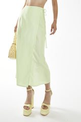 Apple-Green Wrap Midi-Skirt