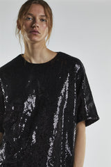 Black-Sequin Oversized-Top