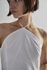 White Halter-Neck Midi-Dresses