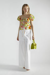 Multi-Fruit Front-Tie Short Sleeve-Top