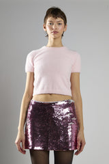 Light-Pink Short-Sleeve Crop-Jumper