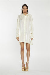 Vanilla-Shimmer Shirt-Dress