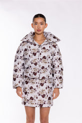 Quilted Puffer Jacket - Greige Brown Rose
