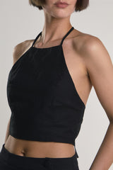 Black Halter-Neck Crop-Top