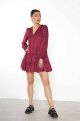 Burgundy Shift Mini Dress