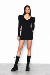 Black V-Neck-Mini-Dresses