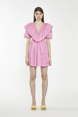 Bubblegum Pink Puff Sleeve Mini Dress
