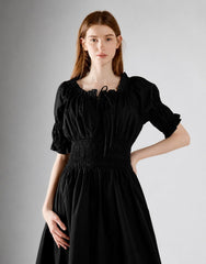 Black Milkmaid Maxi Dress