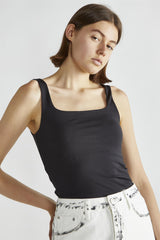Square Neck Tank Top - Black