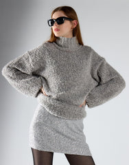 Silver Tweed Mini Skirt