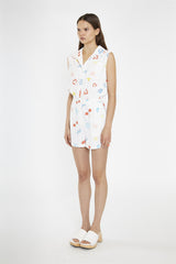 Vacation-Print Collared Playsuit