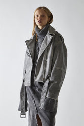 Biker Long sleeve Jacket - Grey Distressed Pu