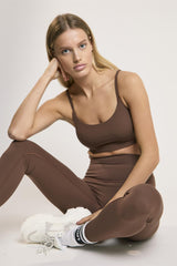 Signature Chestnut Scoop-Neck Crop-Top.