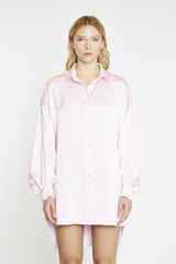 Light Pink Sateen Shirt Hi-Lo-Dress