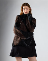Black Brown Argyle Knit Jumper