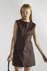 Dark Brown A-Line Mini-Skirt