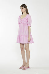 V-Neck Short Shift Dress - Candy Pink