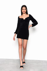 Black Long-Sleeve Mini-Dress