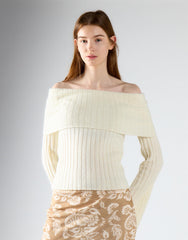 Cream Bardot Knit Jumper