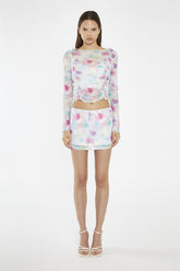 Watercolour Floral Mesh Mini Skirt