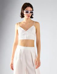 White Satin V-Neck Bralet