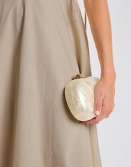 Pearlescent Clutch With Gold Detail - White