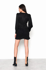 Black Sateen Long Sleeve Blouse