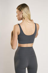 Signature Graphite-Grey Scoop-Neck Crop-Top.