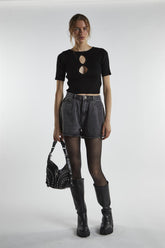 Black Cut-Out Crop-Top
