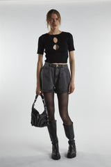 Black Cut-Out Crop-Top