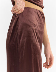 Brown Velvet Mid-Rise Maxi Skirt