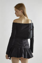 Black Long-Sleeve Crop-Top