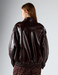 Deep Mahogany Oversized PU Jacket