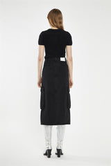 Cargo Midi Skirt - Washed Black