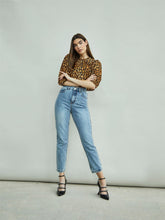 Leopard Print Long Sleeve High Neck Crop Top