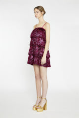 Pink-Tinsel Fringe Mini-Dress