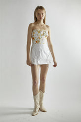 Marigold Floral Corselette Crop-Top