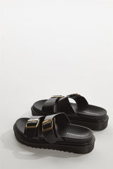 Black Double-Strap Sandals