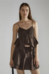 Brown Frill Mini Skirt
