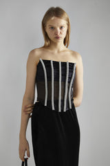 Black Rhinestone-Trim Corset Top
