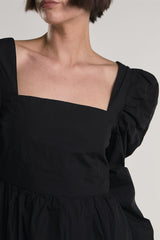 Black Puff-Long-Statement-Sleeve Maxi-Dress