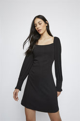 Black Square-Neck Mini-Dress