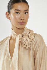 Nude-Organza Corsage Blouse