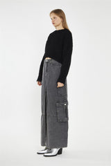 Denim Long Skirt - Grey Wash