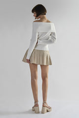 Stone Pleated Mini-Skirt