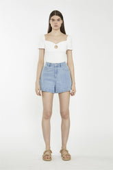 Sweetheart Neck Bodysuit - Off White Rib