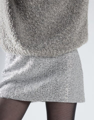 Silver Tweed Mini Skirt