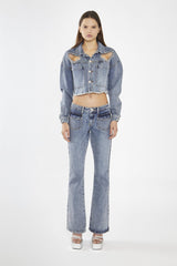 Heavy-Vintage Wash Flared -Jeans